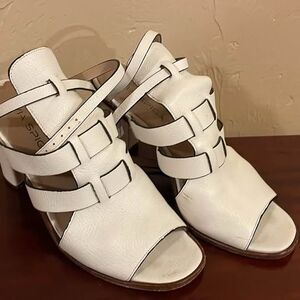 Via Spiga winter white leather open toe strap shoes, size 8
